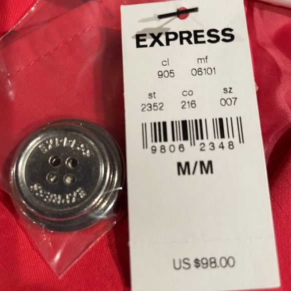 NWT Express short trench coat, coral, size M - Picture 9 of 14
